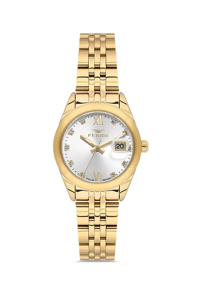 Ferro FL21618A-B Quartz Çelik Sarı 28 mm Kadın Kol Saati ürün görseli 1