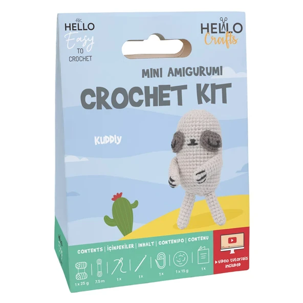 Sevimli Tembel Hayvan Amigurumi Yapım Kiti (Videolu Anlatım İçerir) ürün görseli 1