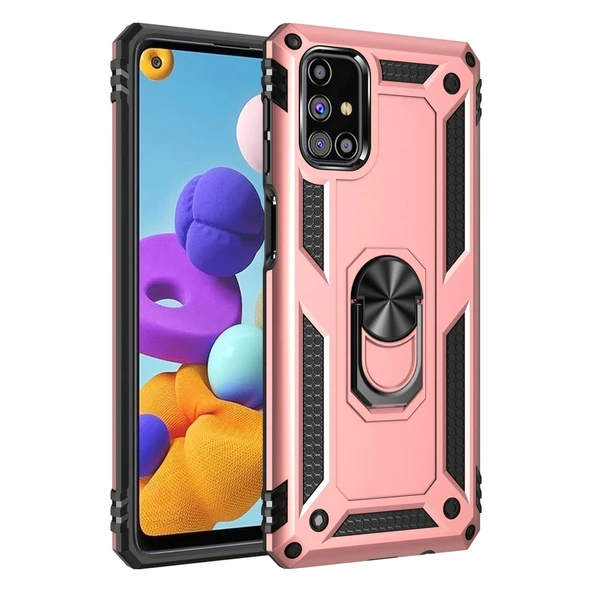 Samsung Galaxy M31s Kılıf Sofya Yüzüklü Silikon Kapak - Rose ürün görseli 1