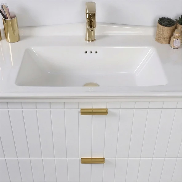 Kobos Noble 80 cm Banyo Dolabı Seti Bianco - Resim 5