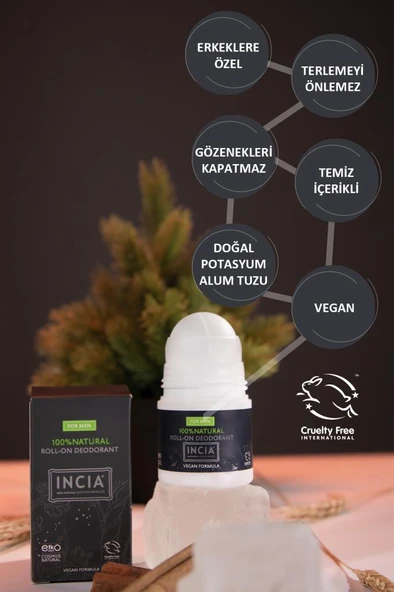 Incia %100 Natural Roll-On Deodorant 50 Ml- MEN - Resim 5