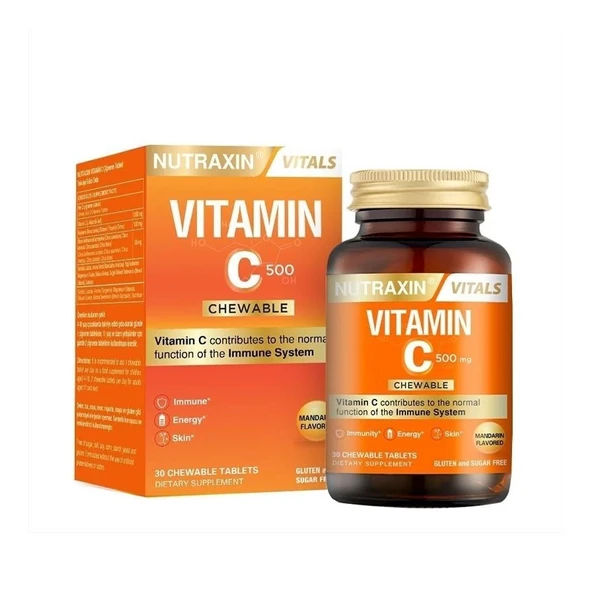 Nutraxin 500 mg Vitamin C Takviye Edici Gıda 30 Tablet ürün görseli 1