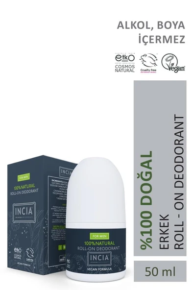 Incia %100 Natural Roll-On Deodorant 50 Ml- MEN ürün görseli 1
