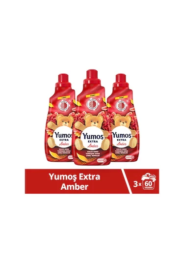 Yumoş Extra Konsantre Canlı Renkler Çamaşır Yumuşatıcısı Amber 3 x 1440 ML ürün görseli 1