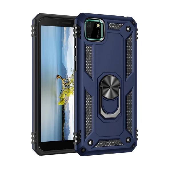 Huawei Y5p Kılıf Sofya Yüzüklü Silikon Kapak - Lacivert ürün görseli 1
