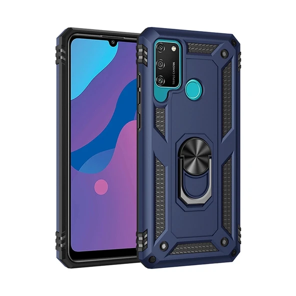 Huawei Y6p Kılıf Sofya Yüzüklü Silikon Kapak - Lacivert ürün görseli 1