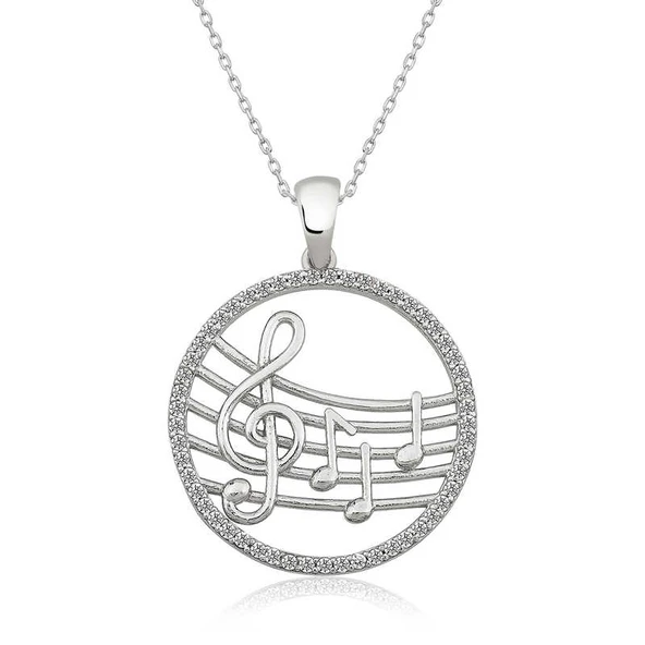 Norino 925 Ayar Gümüş Müzik Temalı Kadın Gümüş Kolye ürün görseli 1