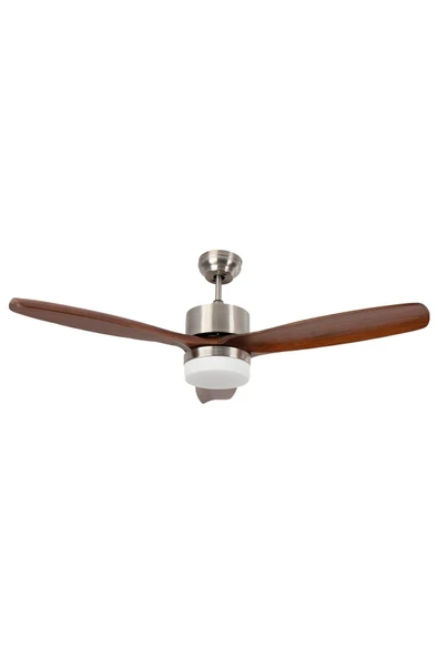 Alsanfan Modern Gri Motor Kahverengi Kanat Aydınlatmalı Uzaktan Kumandalı Tavan Vantilatörü 132cm ürün görseli 1
