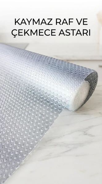 Kaydırmaz PVC Raf Örtüsü 45x300 cm Şeffaf Dolap İçi Koruyucu Kaplama ürün görseli 1