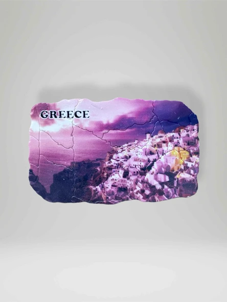 GREECE ( YUNANİSTAN ) Temalı Çatlatma Polyester Magnet Buzdolabı Süsü ürün görseli 1