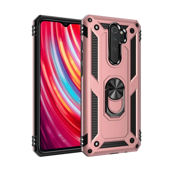 Xiaomi Redmi Note 8 Pro Kılıf Sofya Yüzüklü Silikon Kapak - Rose ürün görseli 1