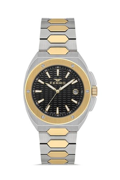 Ferro FM40160A-D Quartz Çelik Sarı-Gri 42 mm Erkek Kol Saati ürün görseli 1