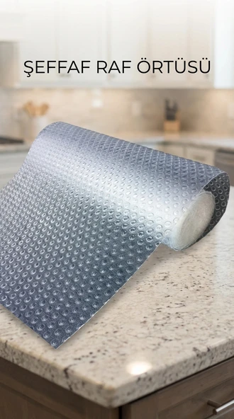 Mutfak Dolap İçi Kaydırmaz Şeffaf Raflık Örtüsü 45x300 cm Pvc Koruyucu ürün görseli 1