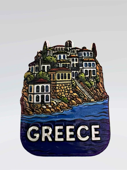 Greece (Yunanistan) Temalı Kabartmalı Polyester Magnet Buzdolabı Süsü – 5,5 cm x 7,5 cm (kod:1085) ürün görseli 1