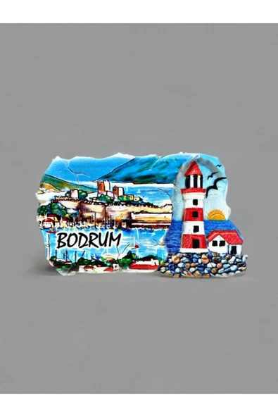 BODRUM Temalı Kabartmalı Polyester Magnet. 9cm x 5cm. ürün görseli 1