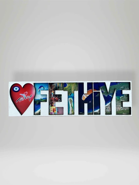 FETHİYE Temalı Ahşap 3D Lazer Kesim Magnet Buzdolabı Süsü 13,5cm x 4cm ürün görseli 1