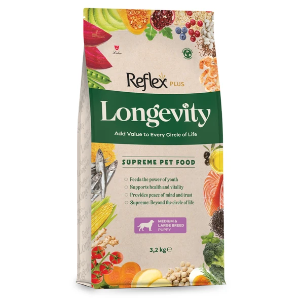 Reflex Plus Longevity Hipoalerjenik Orta ve Büyük Irk Yavru Köpek Maması 3,2kg ürün görseli 1