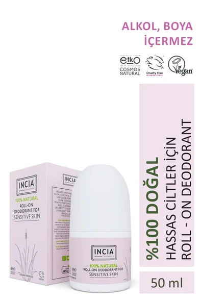 Incia %100 Natural Roll-On Deodorant For Sensitive Skin 50 Ml ürün görseli 1