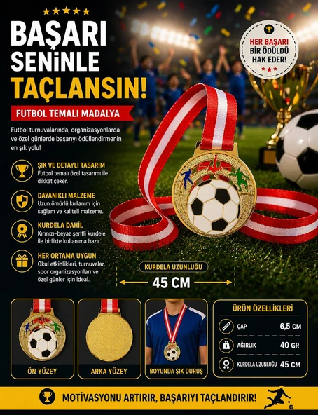 Avessa Mad-Fut-2 Futbol Figürlü Madalya 6.5 Cm ürün görseli 1