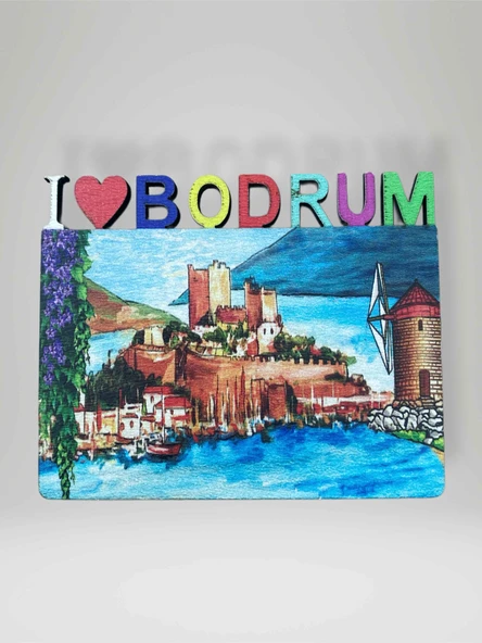 BODRUM Temalı Ahşap Magnet Lazer Kesim Buzdolabı Süsü ürün görseli 1