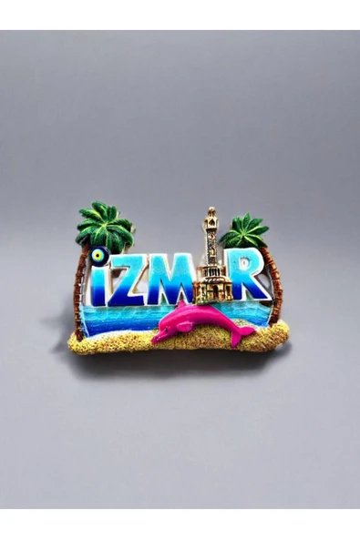 İZMİR Temalı Kabartmalı Polyester Magnet. 8cm x 5cm. ürün görseli 1