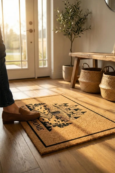 Valerine Life Velür Doku Coco Görünüm Malikânemiz Balkon Bahçe Dış Kapı Önü Paspası 45x70cm Kaymaz ürün görseli 1