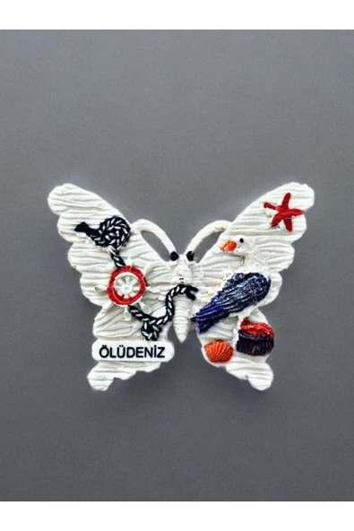 Ölüdeniz Temalı Kabartmalı Polyester Magnet 8,5cm X 6,5cm  Beyaz ürün görseli 1