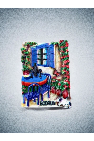 BODRUM Temalı Kabartmalı Polyester Magnet. 6cm x 8cm. ürün görseli 1