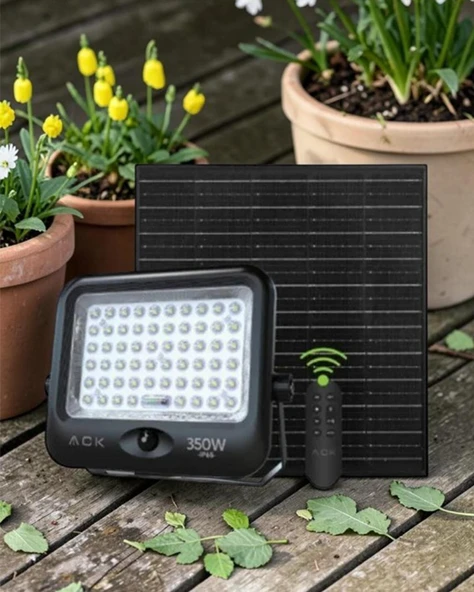 ACK AT65-19832 350W IP65 6500K Beyaz Lensli Solar Led Projektör ürün görseli 1