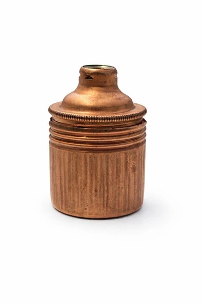 Şahnet E27 Metal Dişli Bakır Duy - Porselen İç Yapılı Dekoratif Metal Vintage Lamba Duyu ürün görseli 1