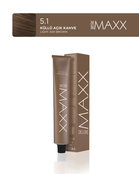 MAXX DELUXE Tüp Saç Boyası 60 ml 5.1 Küllü Açık Kahve ürün görseli 1