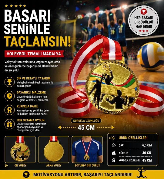 Avessa Mad-Vol-2 Voleybol Figürlü Madalya 6,5 Cm ürün görseli 1