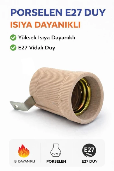 Şahnet Isıya Dayanıklı Duvara Monte Edilebilir Porselen Duy E27 ürün görseli 1
