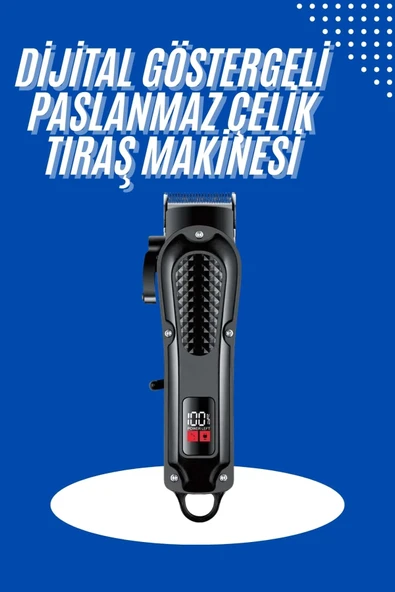 Profesyonel Saç Kesme Aleti Dijital Saç Sakal Tıraş Makinesi Uzun Ömürlü ürün görseli 1