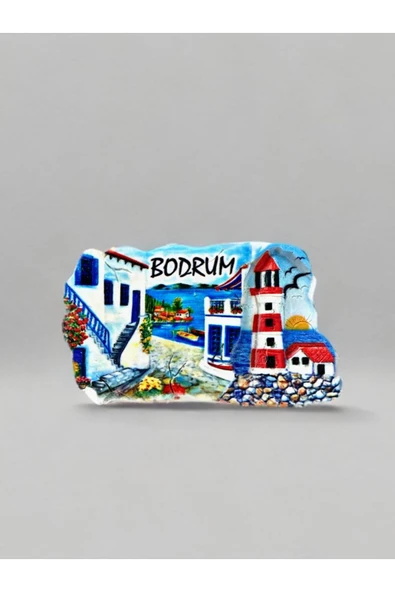 BODRUM Temalı Kabartmalı Polyester Magnet. 9cm x 5cm. ürün görseli 1
