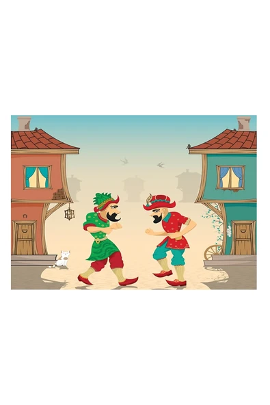 hediyehobihersey Hacivat ve Karagöz Pasta Baskısı, Şeker Hamuru Kağıt Baskısı, Resimli Pasta ürün görseli 1