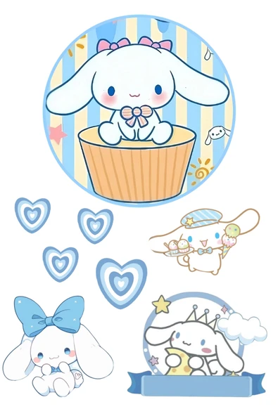 BatıDoğu Yenilebilir Yuvarlak Pasta ve Figür Resim Baskısı Şekerli Kağıt Cinnamoroll Temalı 33 ürün görseli 1