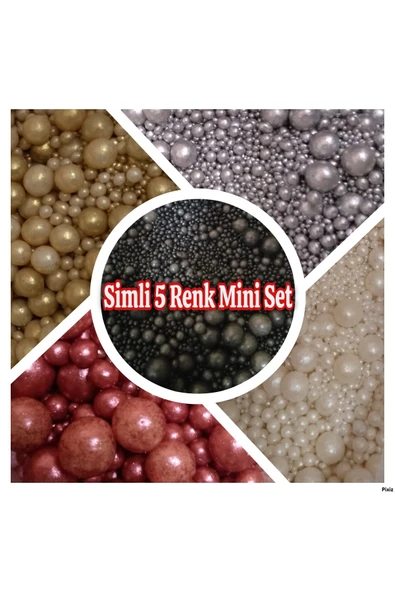 hediyehobihersey Yenilebilir Simli Pasta Süsü Şekerleme 5 Farklı Model Bir Arada Mini Eko Set ürün görseli 1