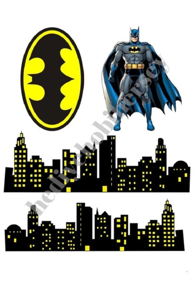 hediyehobihersey Yenilebilir Pasta Resmi Kurabiye Baskısı Pirinç Kağıdı Batman Pasta Kurabiye Baskısı ürün görseli 1
