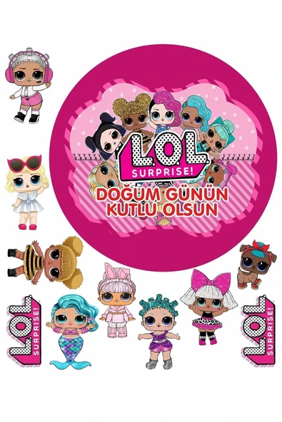 printiks Lol Bebek 11 Li Yenilebilir Süsü Yazılı Pasta Kurabiye Cupcake Üzeri Şeker Hamuru Kağıt Baskısı ürün görseli 1
