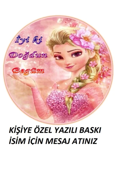 hediyehobihersey For Elsa Resimli Özel Yuvarlak Şekerli Kağıt Yenilebilir Kağıt Üzerine Resimli Pasta Baskısı ürün görseli 1