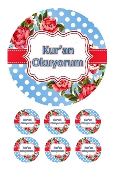 hediyehobihersey Yenilebilir Kur'an Okuyorum Şekerli Kağıt Baskı Pasta ve Kurabiye Baskısı ürün görseli 1