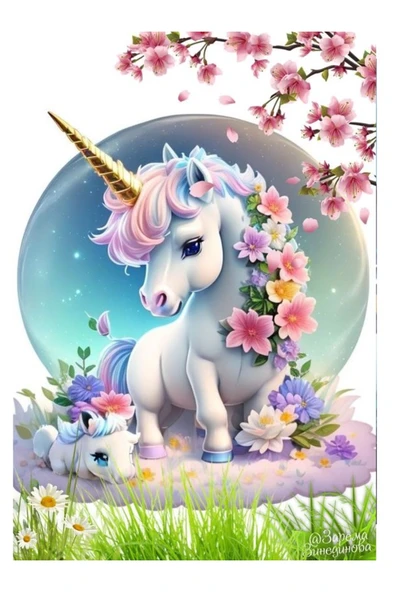hediyehobihersey Unicorn Şekerli Kağıda Baskı Yenilebilir Kağıt Pasta Baskısı ürün görseli 1
