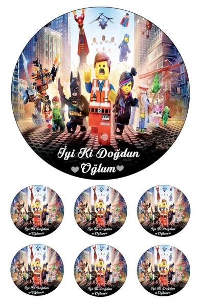 Pasta9 Yenilebilir Pasta Resmi Lego Pirinç Kağıdından 6-8-10 Kişilik Pastaya Uygun 16 Cm ürün görseli 1