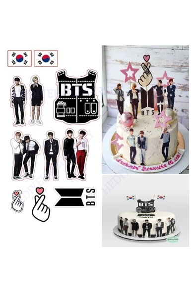 hediyehobihersey Bts Yenilebilir Pasta Resmi, Yenilebilir Pasta Baskısı Bts K-pop ürün görseli 1