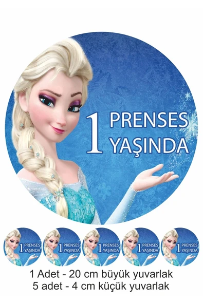 printiks Elsa 9 Adet 20 cm 4 cm Yuvarlak Yenilebilir Pasta Süsü Kurabiye Cupcake Şeker Hamuru Kağıt Baskısı ürün görseli 1