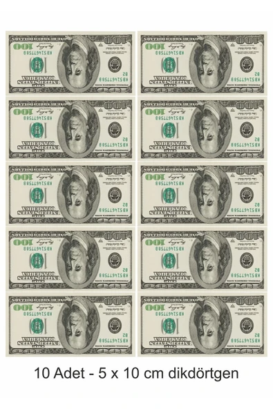 printiks Yeşil Dolar 10 Adet Yenilebilir Pasta Süsü Kurabiye Cupcake Üzeri Şeker Hamuru Kağıt Baskısı ürün görseli 1
