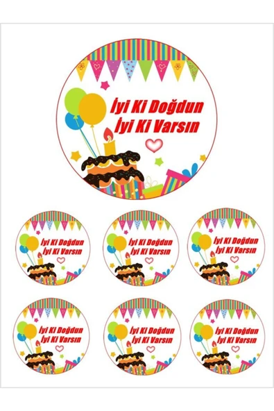 Pasta9 Yenilebilir Pasta Resmi I.d.i. Varsın Pirinç Kağıdından 6-8-10 Kişilik Pastaya Uygun 16 Cm ürün görseli 1