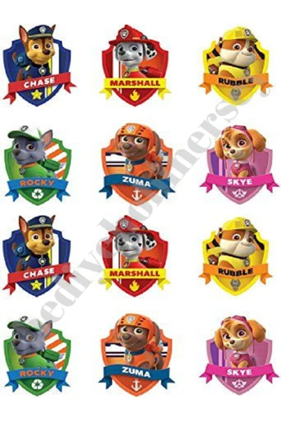 hediyehobihersey Yenilebilir Kağıt Pasta Resmi Kurabiye Baskısı Pirinç Kağıdı Paw Patrol Pasta Kurabiye Baskısı ürün görseli 1
