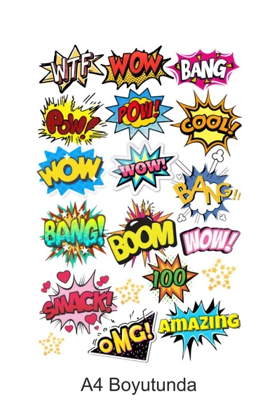 printiks Pow Boom Omg Amazing A4 Yenilebilir Süsü Pasta Kurabiye Şeker Hamuru Kağıt Baskısı ürün görseli 1